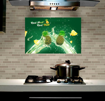 Global Graphics Studio 80 cm homedecor decorative pineapple with slice kitchen sticker Self Adhesive Sticker(Pack of 1)