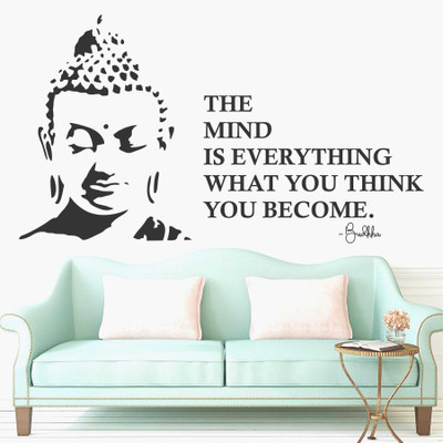 MEHMETDECOR 96 cm Gautam Buddha Quote Wall Stickers & Murals Size - 96x55cm Self Adhesive Sticker(Pack of 1)