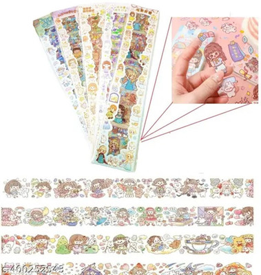 cot 15 cm Cute Cartoon Theme Kawaii Stickers-20 Pet Sheets For Project Removable Self Adhesive Sticker(Pack of 1)