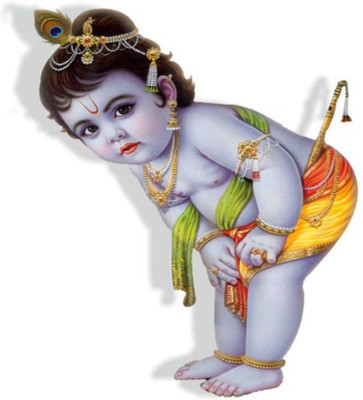 Jump up 30 cm Kanha ji Self Adhesive Sticker(Pack of 1)