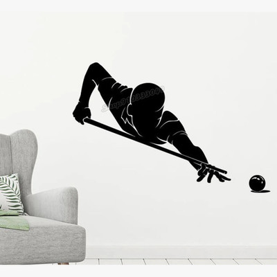 SnappyVinyl 42 cm Billiard Player Wall Self Adhesive Sticker(Pack of 1)
