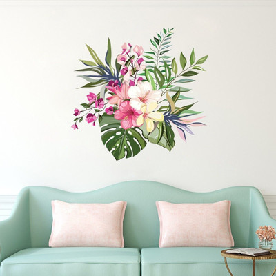 VCREATE DECOR 58 cm Flower Removable Sticker(Pack of 1)