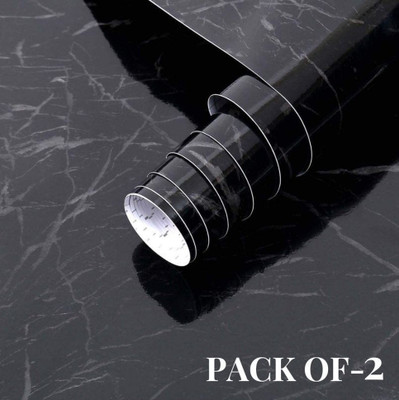 ASKCREW Vinyl Abstract Black Wallpaper(L x W: 200 cm x 60 cm, Pack of 2)