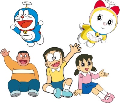 Jagvii 36 cm Cartoon Doraemon Family Wall Sticker Self Adhesive Sticker(Pack of 1)