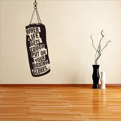 SnappyVinyl 90 cm When life gets..Punch Bag Gloves Boxing Self Adhesive Sticker(Pack of 1)