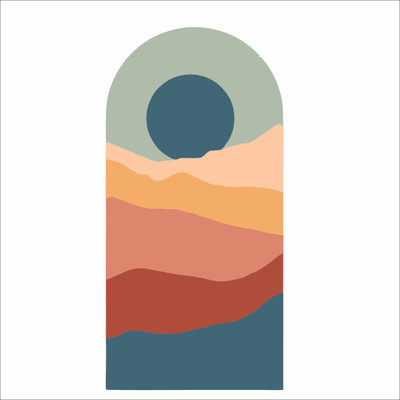 S3DESIGN 38 cm Boho Mountain Landscapes Self Adhesive Sticker(Pack of 1)