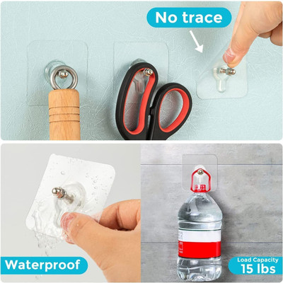 HavenFlix Self Adhesive Heavy Duty Transparent Nail Screw Sticker Hooks SCREWx10.191 Swivel Hook 10(Pack of 1)
