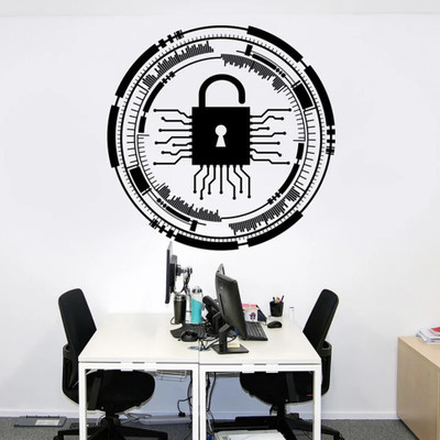 SnappyVinyl 42 cm Circuit Board Binary Code Wall Self Adhesive Sticker(Pack of 1)