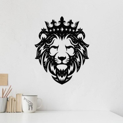 SnappyVinyl 27 cm Crown Predator Wild Animal Head Wall Sticker PVC Vinyl Self Adhesive Sticker(Pack of 1)