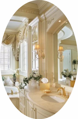 KASHTABHAN 30 cm x 20 Oval Peel Shape Magic Mirror Sticker – for Home & Bathroom Décor Double-sided Sticker(Pack of 1)