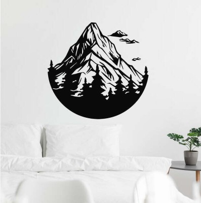 SnappyVinyl 33 cm Mountain With Fir trees And Self Adhesive Sticker(Pack of 1)