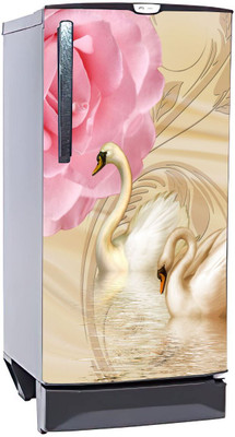 WallHunt 120 cm Swans Fridge Sticker Self Adhesive Sticker(Pack of 1)