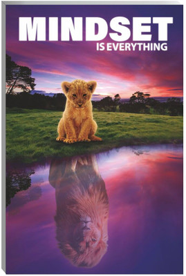 voorkoms 18 inch Mindset Is Everything Motivational Lion Cub Poster Inspirational Wall Art Self Adhesive Sticker(Pack of 1)