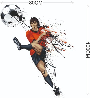 Wallzone 100 cm Football Player Extra Large Vinyl Wallsticker For Decorations(80 cm x 100 cm) Self Adhesive Sticker(Pack of 1)