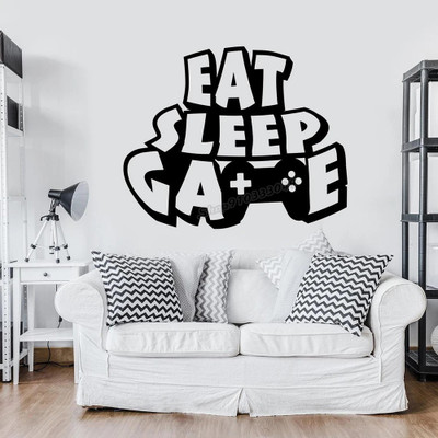 SnappyVinyl 42 cm Eat Sleep Game Self Adhesive Sticker(Pack of 1)