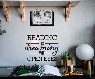 SnappyVinyl 30 cm Reading Open Book Inspirational Self Adhesive Sticker(Pack of 1)