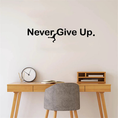 SnappyVinyl 58 cm Never Give Up Inspirational Self Adhesive Sticker(Pack of 1)
