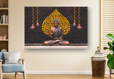 DivineDesigns 46 cm Buddha Ji & Bells Wall Sticker Self Adhesive Sticker(Pack of 1)