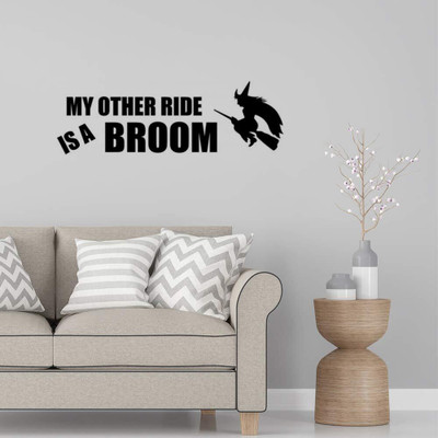 SnappyVinyl 29 cm My Other Ride is A Broom Self Adhesive Sticker(Pack of 1)