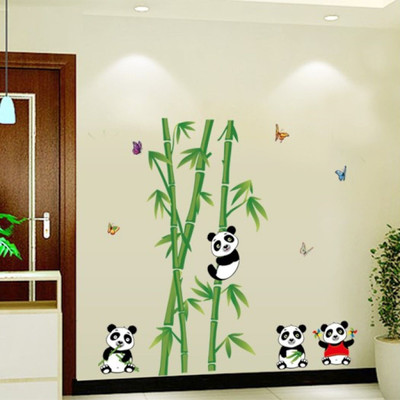 JAAMSO ROYALS 90 cm Panda Eat Bamboo Creative Design Self Adhesive Self Adhesive Sticker(Pack of 1)
