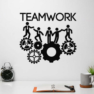 SnappyVinyl 27 cm Gears Work Team Self Adhesive Sticker(Pack of 1)