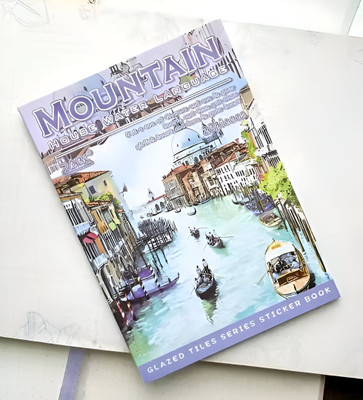 HS ENTERPRISE 16 cm Vintage Water Mountain House Sticker Book 20 Pages PET Transparent Stickers Self Adhesive Sticker(Pack of 20)