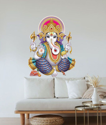 VCREATE DECOR 58 cm Ganesh Ji Wall Sticker & Decal Size -( 58 cm x 45 cm ) Self Adhesive Sticker(Pack of 1)