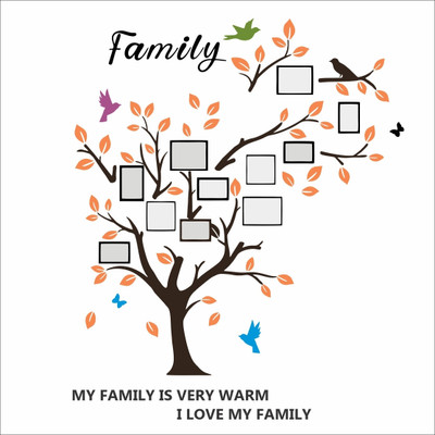 KatariyaAssosiat 63 cm Decorative Family Tree Photo Frame Wall Sticker (Size- 76X63) Removable Sticker(Pack of 1)