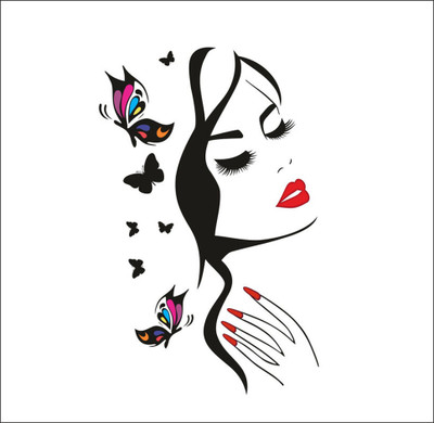 Vijaya enterprises 12 inch Beauty Salon Woman Face Wall Sticker|Beauty Parlor For Home Size 12x19 inch Self Adhesive Sticker(Pack of 1)