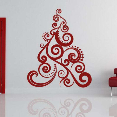 SnappyVinyl 40 cm Christmas Tree Spiral Swirl Design Self Adhesive Sticker(Pack of 1)