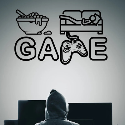 SnappyVinyl 74 cm Eat Sleep Game Joystick Self Adhesive Sticker(Pack of 1)