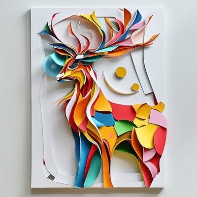 SoFFXia 18 inch Bongo_Origami Animal 3D Decorative Wall Sticker for Living Room Self Adhesive Sticker(Pack of 1)