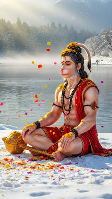swaroopa 16.5 inch Hanuman ji sticker Self Adhesive Sticker(Pack of 1)