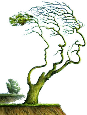 Vijaya enterprises 61 cm Three Men Face On Tree Magnetic Sticker (Pack of 1) Self Adhesive Sticker(Pack of 1)