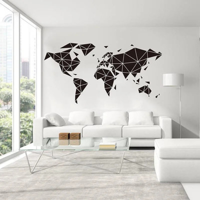 Xskin 108 cm Large Geometric World Map Self Adhesive Sticker(Pack of 1)