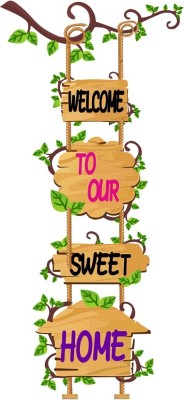 Decor vibe 106 cm Welcome To Our Sweet Home Standard Size -106cmx65cm Self Adhesive Sticker(Pack of 2)