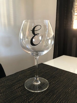 SnappyVinyl 4 cm Family Monogram Wine Glass Self Adhesive Sticker(Pack of 1)