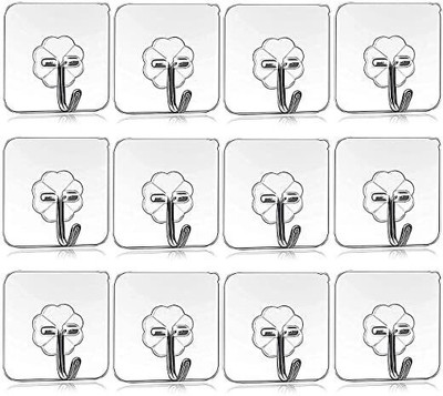 Kanha 6 cm Adhesive Transparent Bathroom-Kitchen Heavy Duty Hook Stickers PINX12.288 Self Adhesive Sticker(Pack of 12)