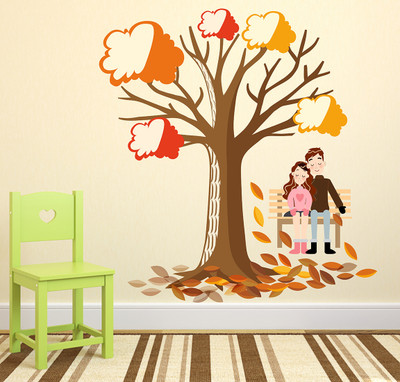 fuzzy 80 cm tree Self Adhesive Sticker(Pack of 1)
