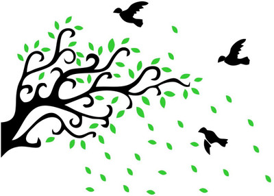 Decor Villa 58 cm Leaf And Tree Removable Sticker(Pack of 1)