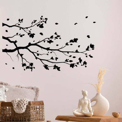 SnappyVinyl 33 cm Spring Tree Branch With Leaves Nature Self Adhesive Sticker(Pack of 1)