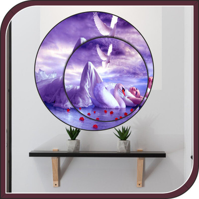 Decoar Nirmal 16 inch Girl and duks birds sky wall poster size (16x 16 inch ) Self Adhesive Sticker(Pack of 1)