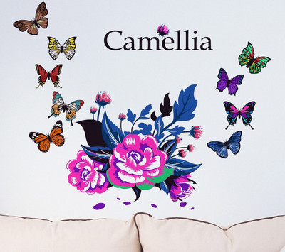 Happy Walls 60 cm Camellia Self Adhesive Sticker(Pack of 1)