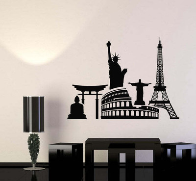 Xskin 27 cm l Statue Liberty Tourism Eiffel Tower Self Adhesive Sticker(Pack of 1)