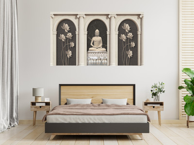 Asthaprint 36 inch Buddha Poster For Livingroom Bedroom Home office Wall Decor (Size 24x36 Inch) Self Adhesive Sticker(Pack of 1)