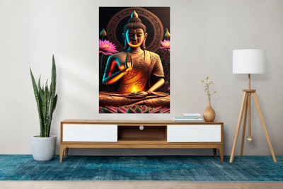 Asthaprint 36 inch Lord Buddha Poster For Livingroom Home office Wall Decor (Size 24x36 Inch) Self Adhesive Sticker(Pack of 1)