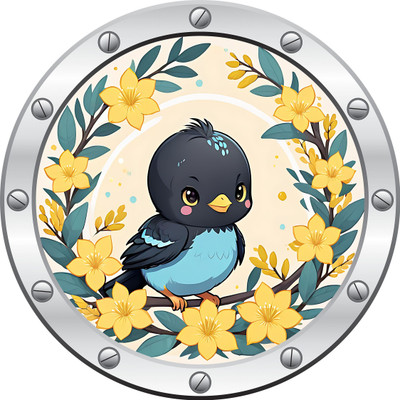 SoFFXia 18 inch Cute Baby Animal Silvery Decorative Walll Stickers for Living Room EDD_WS_14826 Self Adhesive Sticker(Pack of 1)