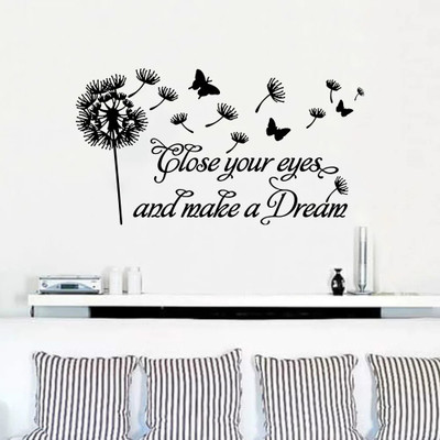 SnappyVinyl 56 cm Flying Dandelion Make Dream Butterfly Self Adhesive Sticker(Pack of 1)