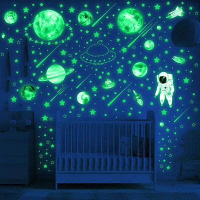jayp enterprises 30 cm Galaxy of Stars with Decorative Moon Radium Night Glow wall stickers kids Gift Glow in the Dark Sticker(Pack of 400)
