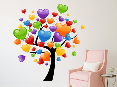 Remer 69 cm Heart shape tree wallsticker Self Adhesive Sticker(Pack of 1)